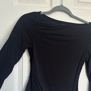 Boat Neck Black Women's Top